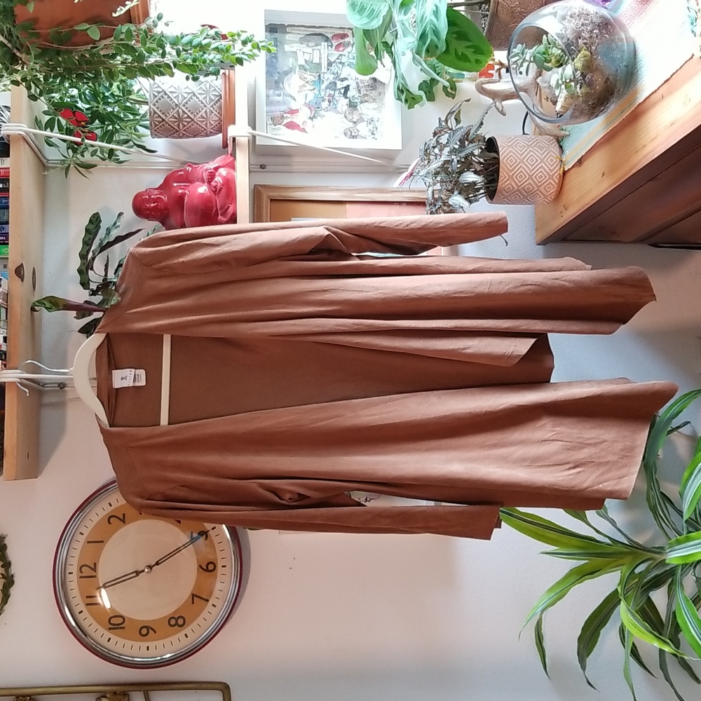 Super soft faux suede tan cardigan 3x